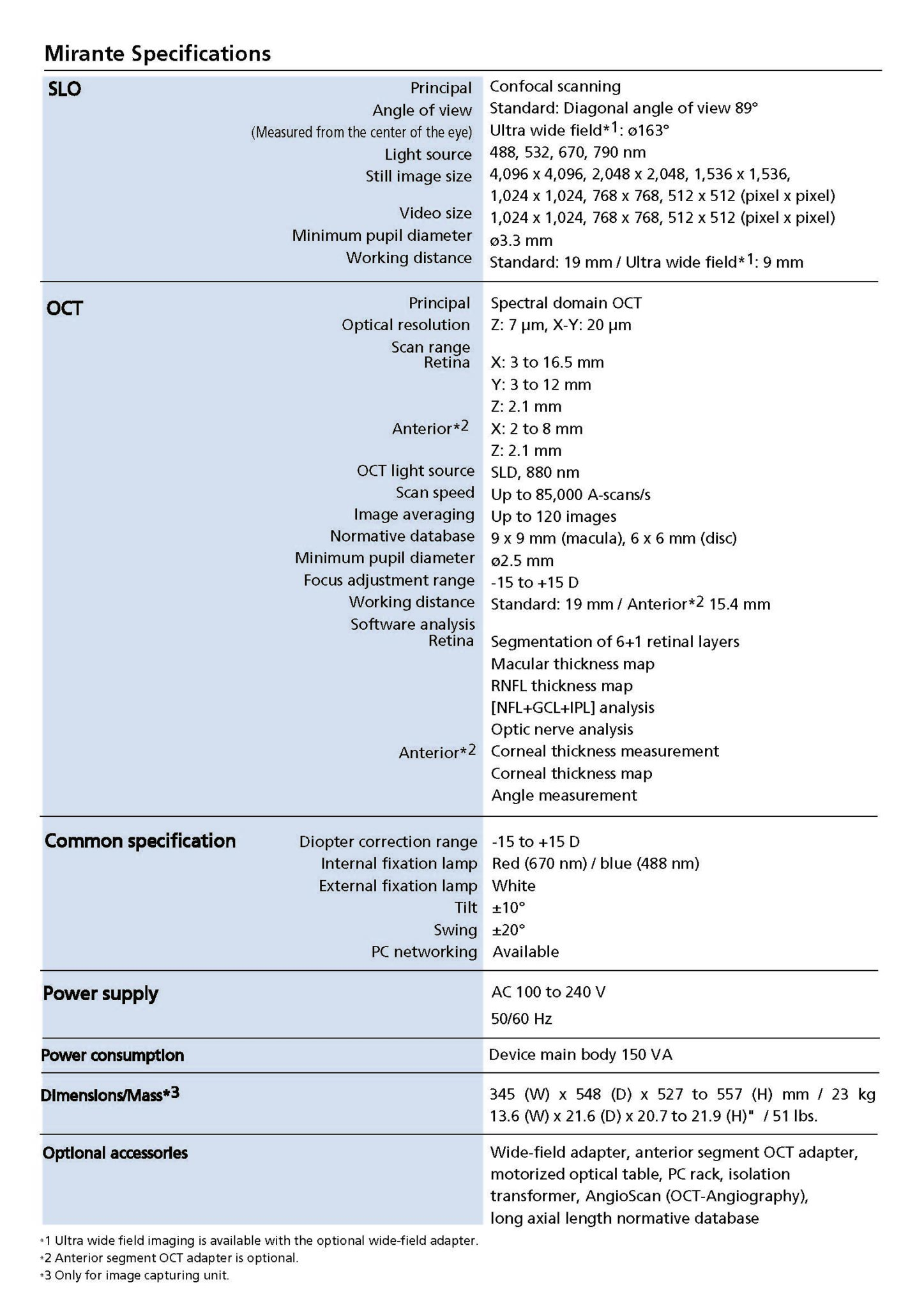 NIDEK_Mirante_Specification